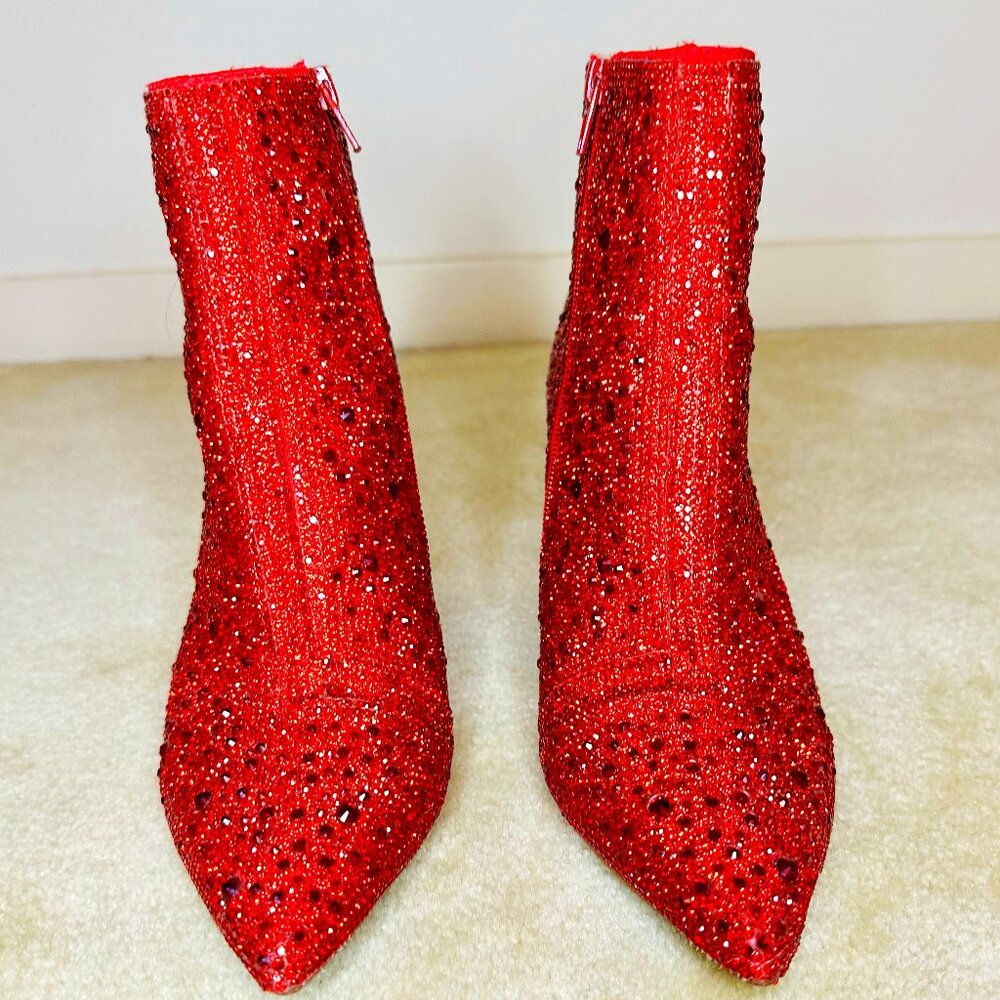 Betsey Johnson Red Rhinestone Boots